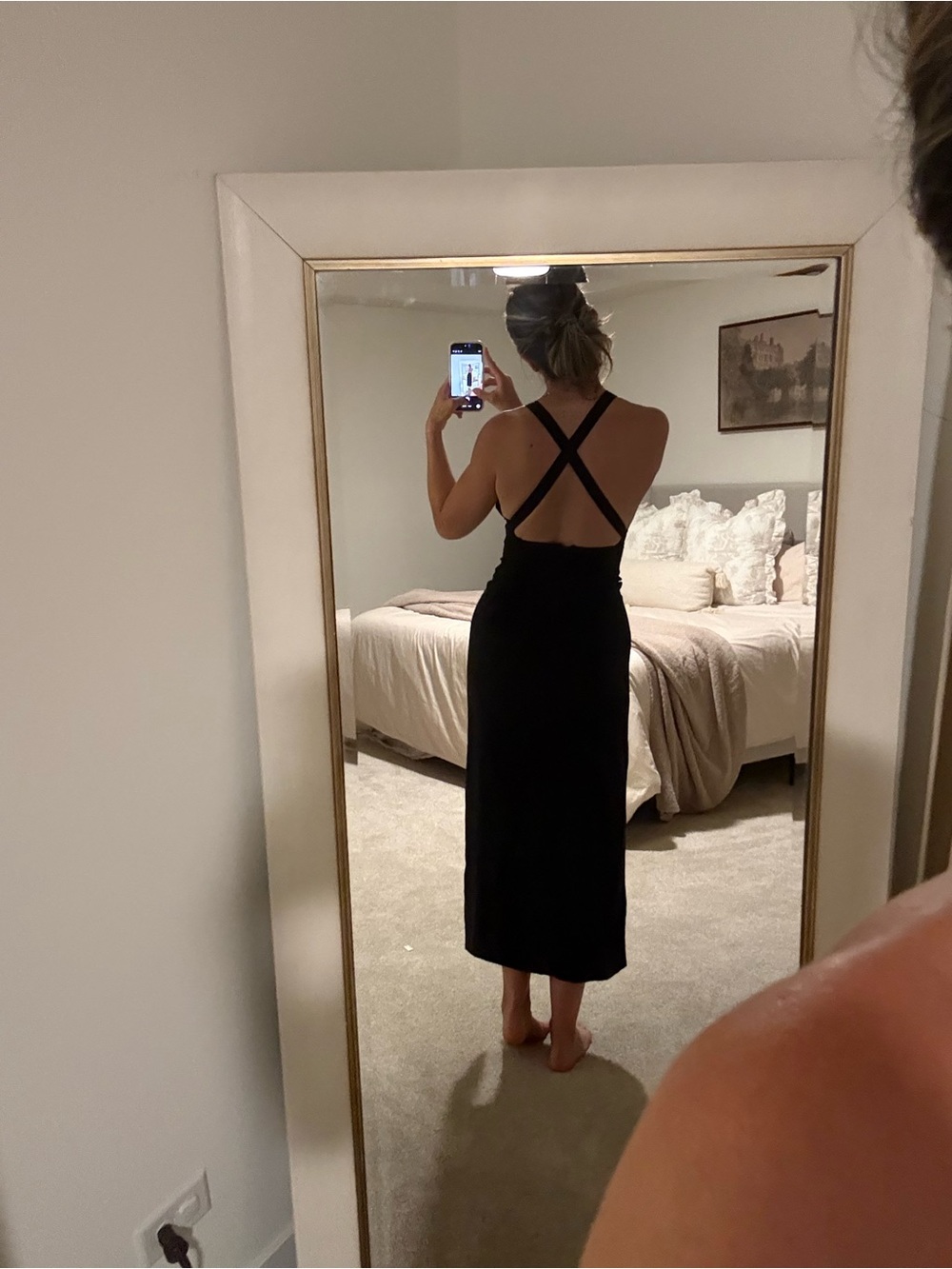 Express Sleeveless Ponte Racerback black Midi Dress with slit size small - Picture 5 of 12